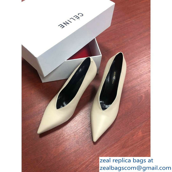 Celine Heel 7.5cm Leather Pointed-Toe Pumps Nude 2019