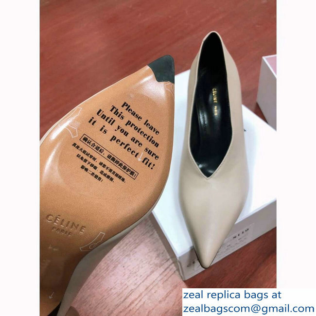 Celine Heel 7.5cm Leather Pointed-Toe Pumps Nude 2019