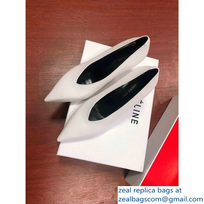 Celine Heel 7.5cm Leather Pointed-Toe Pumps Off White 2019