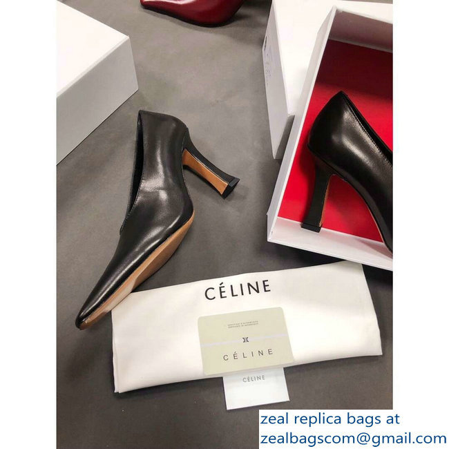 Celine Heel 9.5cm Leather Square-Toe Pumps Black 2019