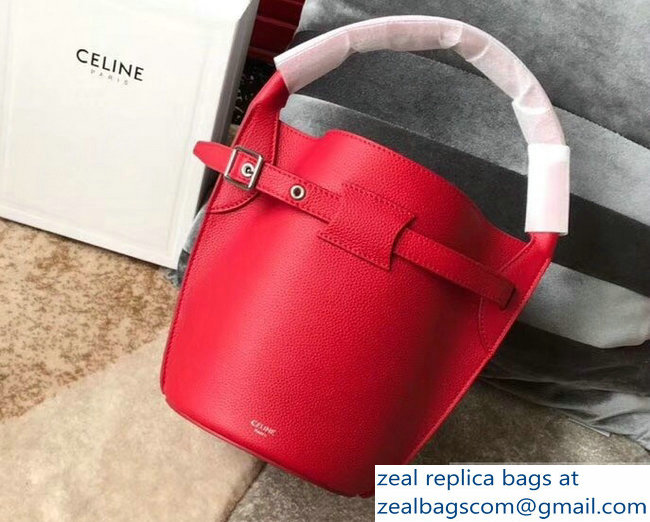 Celine Nano Big Bag Bucket Bag in Grained Calfskin 187243 Red 2019