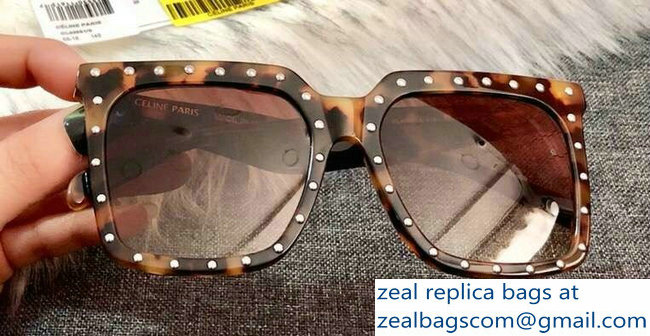 Celine Oversized Sunglasses With Metallic Studded Acetate Frames 04 2019