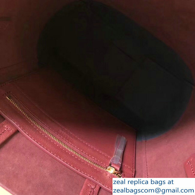 Celine Small Cabas Shopping Bag in Grained Calfskin 189813 Burgundy/Black 2019