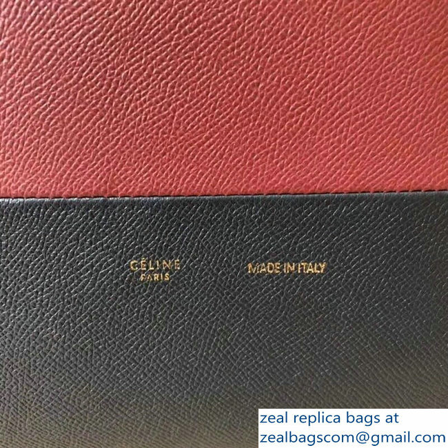 Celine Small Cabas Shopping Bag in Grained Calfskin 189813 Burgundy/Black 2019 - Click Image to Close