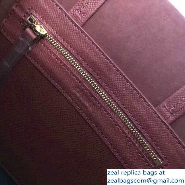 Celine Small Cabas Shopping Bag in Grained Calfskin 189813 Burgundy/Black 2019 - Click Image to Close