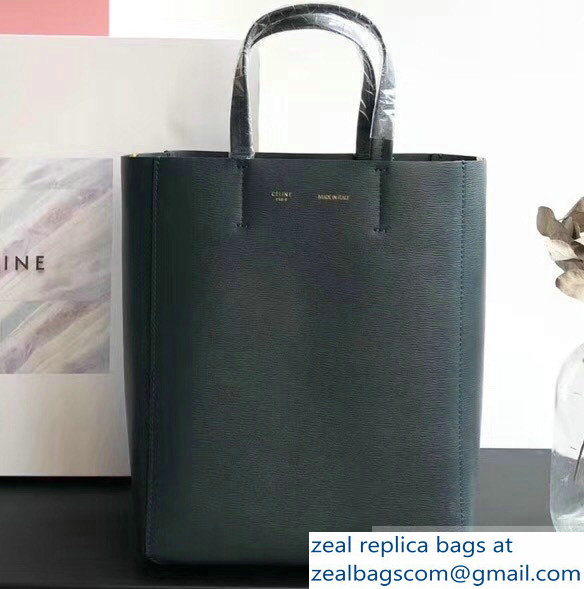 Celine Small Cabas Shopping Bag in Grained Calfskin 189813 Dark Green 2019 - Click Image to Close