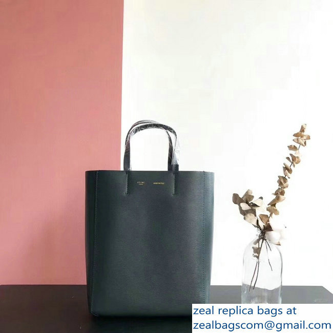 Celine Small Cabas Shopping Bag in Grained Calfskin 189813 Dark Green 2019 - Click Image to Close