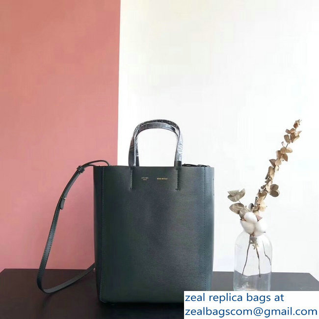 Celine Small Cabas Shopping Bag in Grained Calfskin 189813 Dark Green 2019 - Click Image to Close