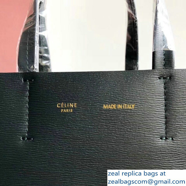 Celine Small Cabas Shopping Bag in Grained Calfskin 189813 Dark Green 2019 - Click Image to Close