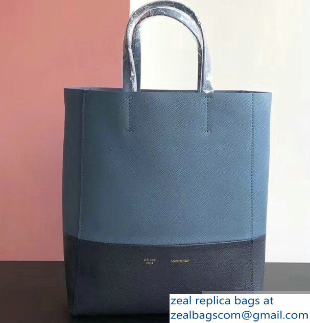 Celine Small Cabas Shopping Bag in Grained Calfskin 189813 Denim Blue/Black 2019