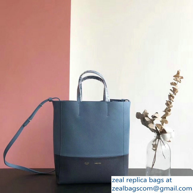 Celine Small Cabas Shopping Bag in Grained Calfskin 189813 Denim Blue/Black 2019