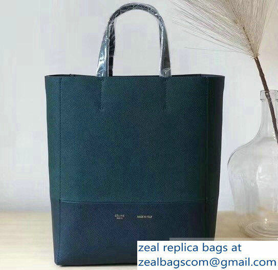 Celine Small Cabas Shopping Bag in Grained Calfskin 189813 Green/Navy Blue 2019 - Click Image to Close