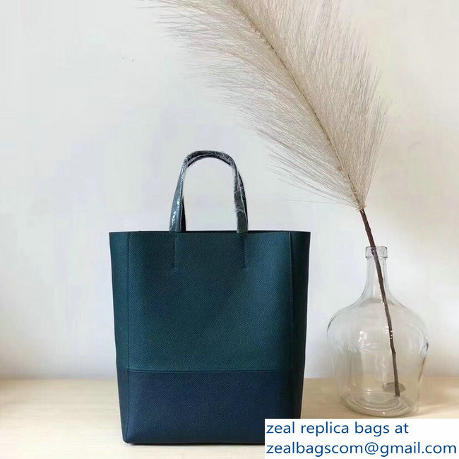 Celine Small Cabas Shopping Bag in Grained Calfskin 189813 Green/Navy Blue 2019 - Click Image to Close