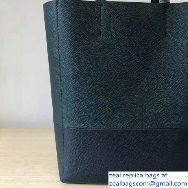 Celine Small Cabas Shopping Bag in Grained Calfskin 189813 Green/Navy Blue 2019