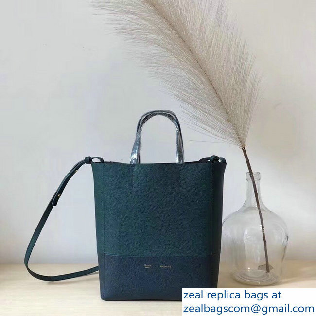 Celine Small Cabas Shopping Bag in Grained Calfskin 189813 Green/Navy Blue 2019