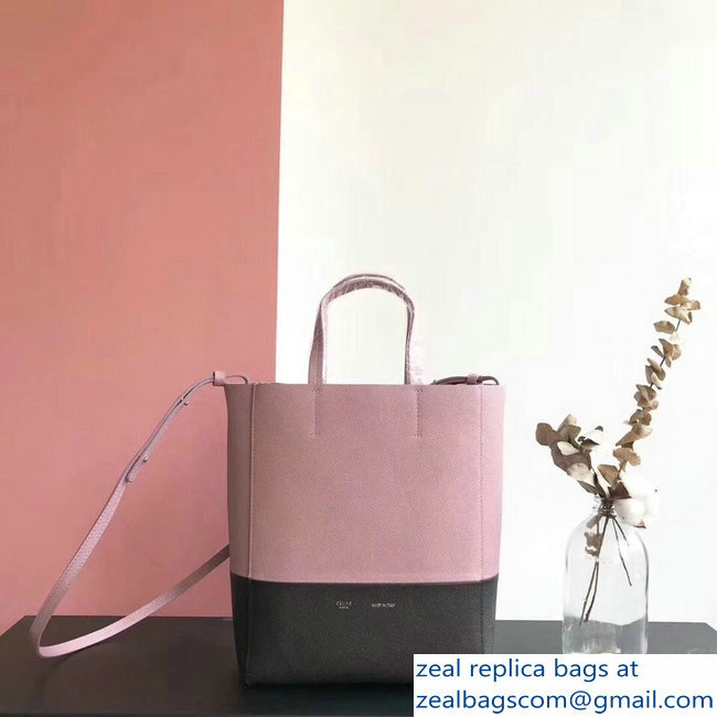 Celine Small Cabas Shopping Bag in Grained Calfskin 189813 Pink/Black 2019 - Click Image to Close