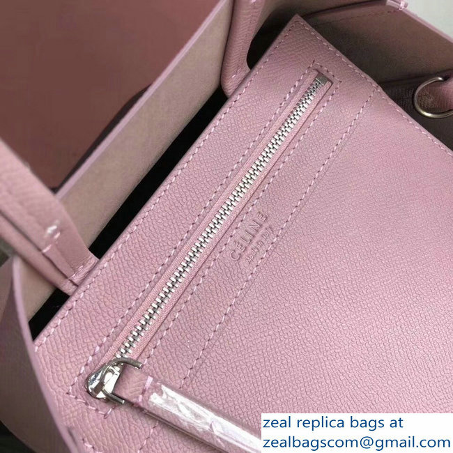 Celine Small Cabas Shopping Bag in Grained Calfskin 189813 Pink/Black 2019 - Click Image to Close