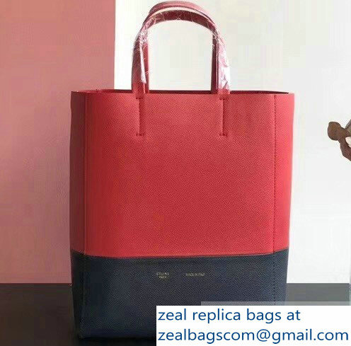 Celine Small Cabas Shopping Bag in Grained Calfskin 189813 Red/Black 2019