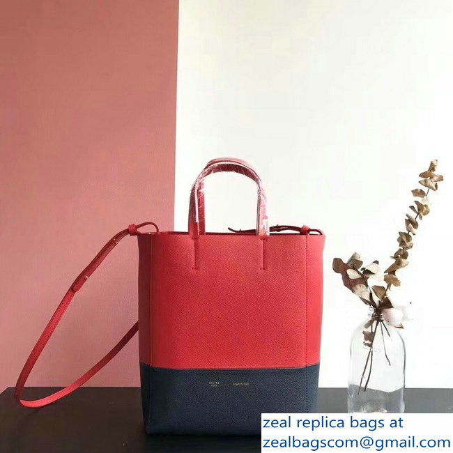 Celine Small Cabas Shopping Bag in Grained Calfskin 189813 Red/Black 2019 - Click Image to Close