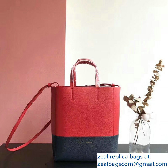 Celine Small Cabas Shopping Bag in Grained Calfskin 189813 Red/Black 2019