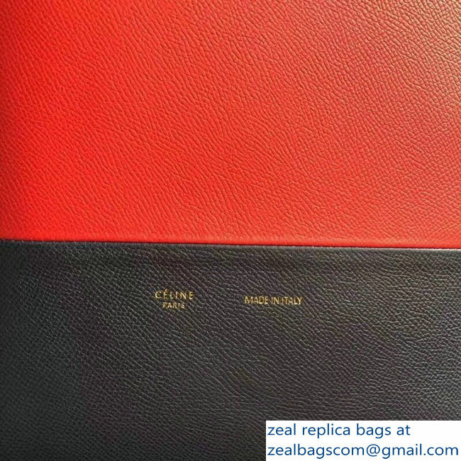 Celine Small Cabas Shopping Bag in Grained Calfskin 189813 Red/Black 2019 - Click Image to Close