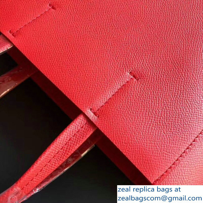 Celine Small Cabas Shopping Bag in Grained Calfskin 189813 Red/Black 2019 - Click Image to Close