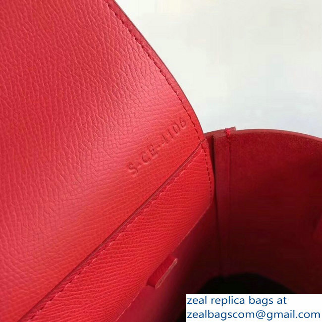Celine Small Cabas Shopping Bag in Grained Calfskin 189813 Red/Black 2019