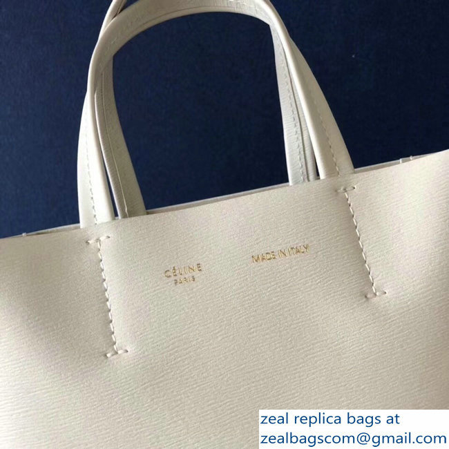 Celine Small Cabas Shopping Bag in Grained Calfskin 189813 White 2019