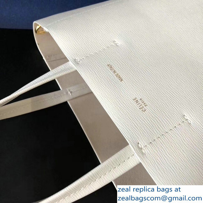 Celine Small Cabas Shopping Bag in Grained Calfskin 189813 White 2019 - Click Image to Close