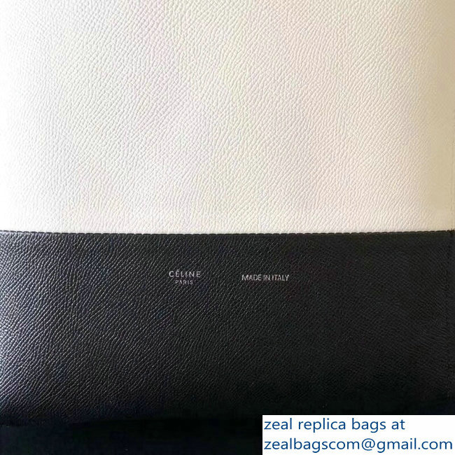 Celine Small Cabas Shopping Bag in Grained Calfskin 189813 White/Black 2019 - Click Image to Close