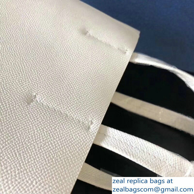 Celine Small Cabas Shopping Bag in Grained Calfskin 189813 White/Black 2019 - Click Image to Close