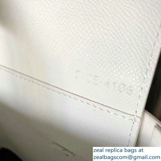 Celine Small Cabas Shopping Bag in Grained Calfskin 189813 White/Black 2019 - Click Image to Close