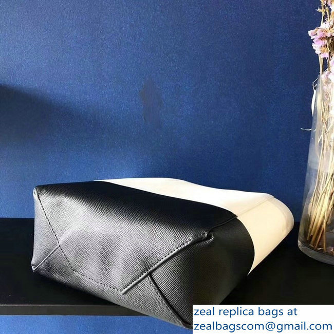 Celine Small Cabas Shopping Bag in Grained Calfskin 189813 White/Black 2019