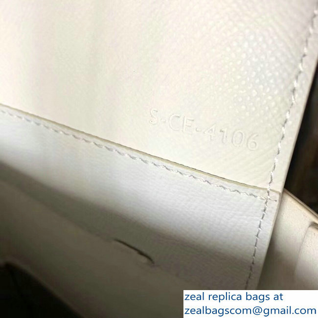 Celine Small Cabas Shopping Bag in Grained Calfskin 189813 White/Gray 2019
