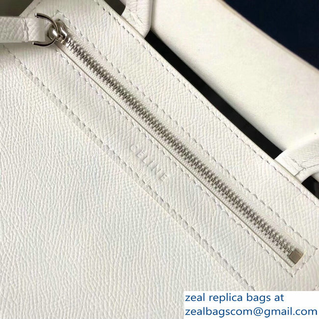 Celine Small Cabas Shopping Bag in Grained Calfskin 189813 White/Gray 2019