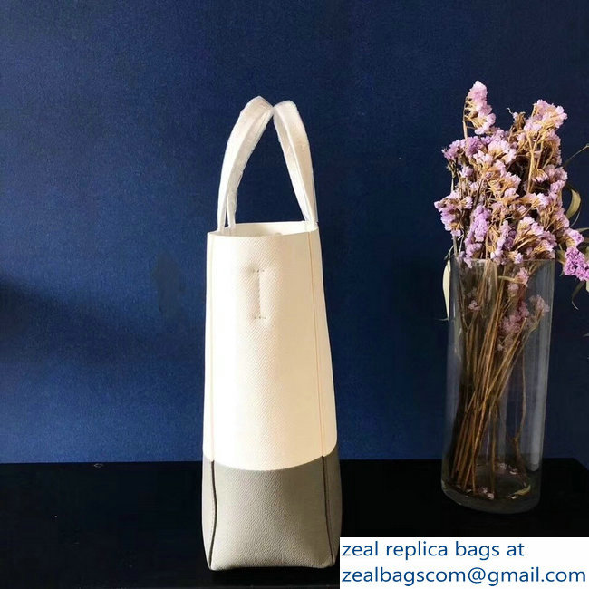 Celine Small Cabas Shopping Bag in Grained Calfskin 189813 White/Gray 2019 - Click Image to Close