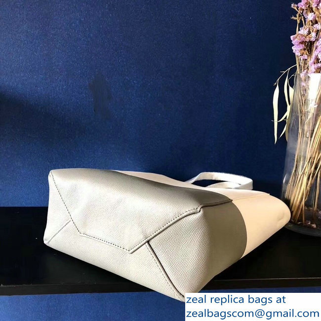 Celine Small Cabas Shopping Bag in Grained Calfskin 189813 White/Gray 2019 - Click Image to Close