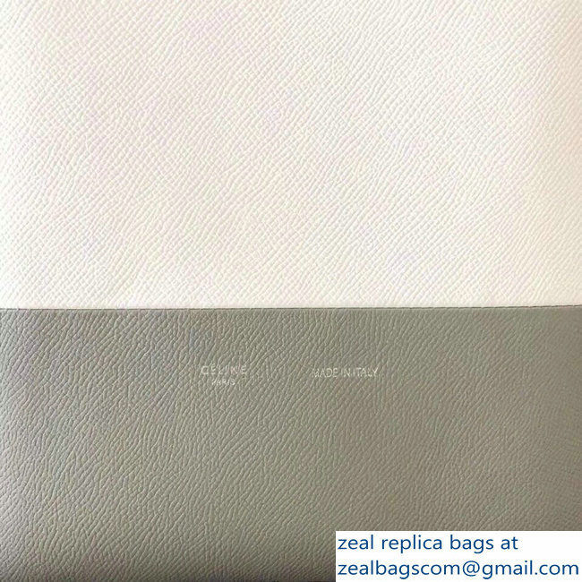 Celine Small Cabas Shopping Bag in Grained Calfskin 189813 White/Gray 2019