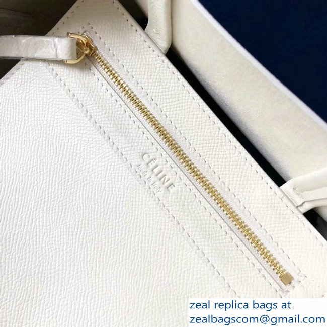 Celine Small Cabas Shopping Bag in Grained Calfskin 189813 White/Green Blue 2019 - Click Image to Close
