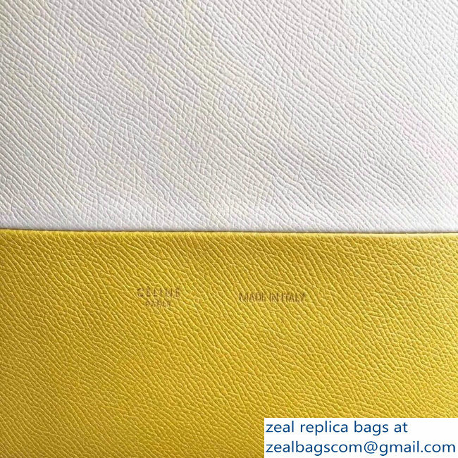 Celine Small Cabas Shopping Bag in Grained Calfskin 189813 White/Yellow 2019