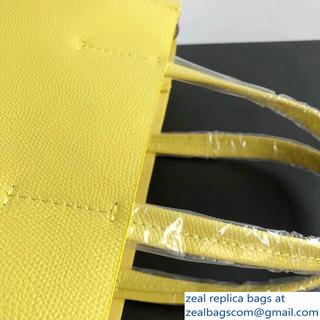 Celine Small Cabas Shopping Bag in Grained Calfskin 189813 Yellow/Etoupe 2019 - Click Image to Close