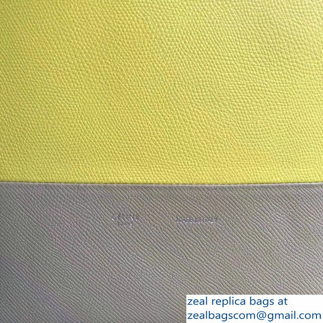 Celine Small Cabas Shopping Bag in Grained Calfskin 189813 Yellow/Etoupe 2019