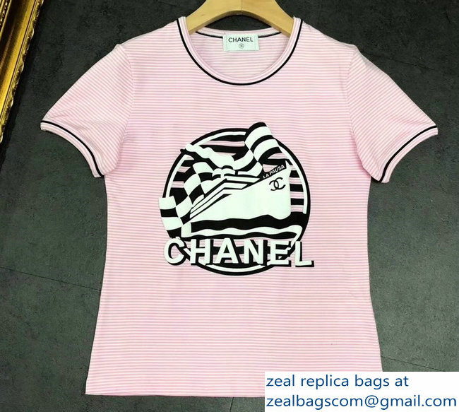 Chanel Boat T-shirt Striped Pink 2019