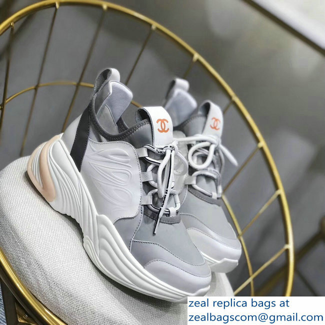 Chanel CC Logo Multicolor Sneakers Gray 2019
