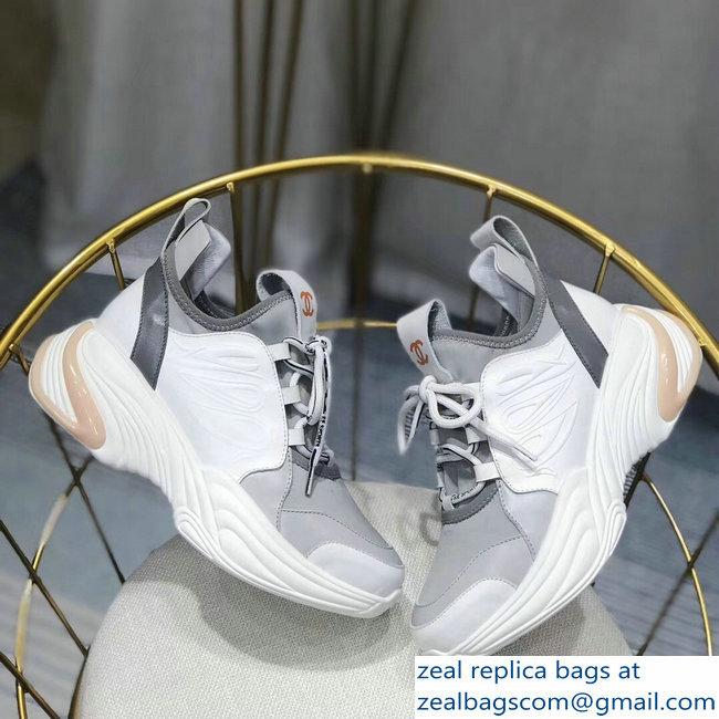 Chanel CC Logo Multicolor Sneakers Gray 2019