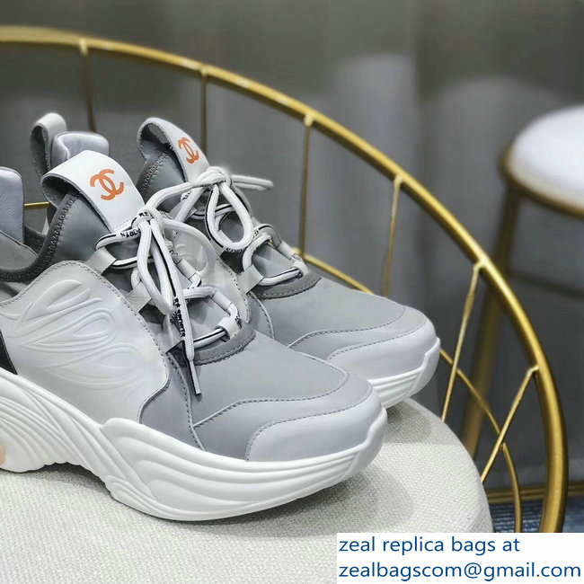 Chanel CC Logo Multicolor Sneakers Gray 2019