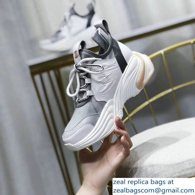 Chanel CC Logo Multicolor Sneakers Gray 2019