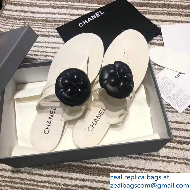 Chanel Camellia Thong Slippe Mules Sandals Creamy 2019