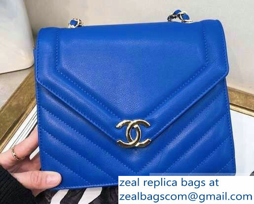 Chanel Chevron Medium Flap Bag AS0025 Blue 2019
