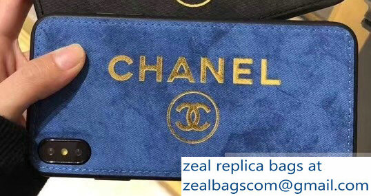 Chanel Gold Logo Iphone Case Blue 2019